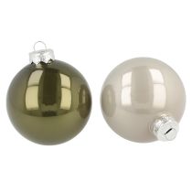 Produkt Bombki szklane oliwkowo-srebrno-szare Ø7,5cm 12 szt.
