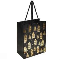 Produkt Worek świąteczny czarno-złoty domki jodłowe 18x10x23cm 2szt