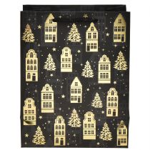 Produkt Worek świąteczny czarno-złoty domki jodłowe 18x10x23cm 2szt