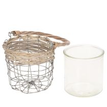 Produkt Wisząca ozdoba w kształcie latarenki, metal, szkło, wierzba, Ø13cm, wys.12cm, 2 sztuki