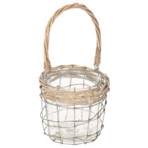 Produkt Lampion wiszący, szkło, metal, wierzba, Ø14,5cm, 2 sztuki