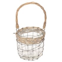 Produkt Lampion wiszący, szkło, metal, wierzba, Ø14,5cm, 2 sztuki