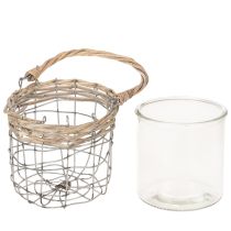 Produkt Lampion wiszący, szkło, metal, wierzba, Ø14,5cm, 2 sztuki