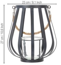 Produkt Latarnia metalowa ze szkłem, antracyt, Ø23cm, wys.27cm