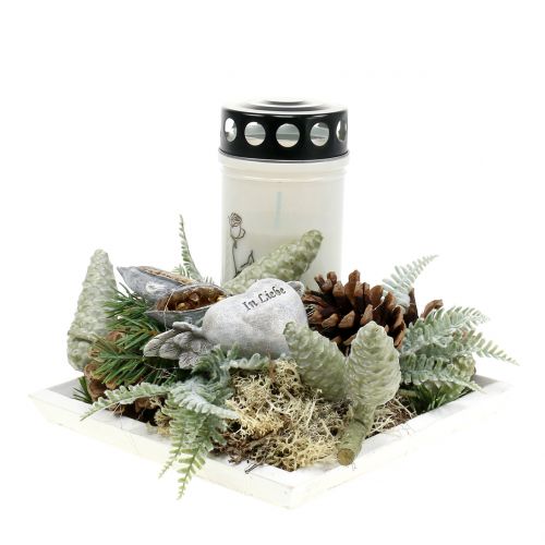 Floristik24 Taca drewniana biała 20cmx20cm