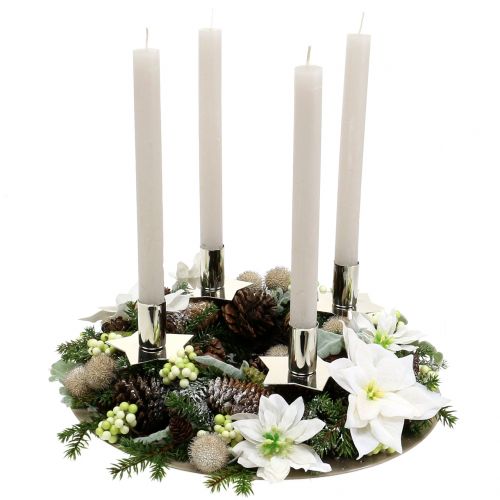 Floristik24 Gwiazda świąteczna w wiązce Biała Ø18cm L30cm