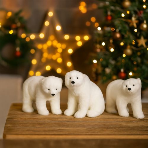 Produkt Dekoracyjne figurki niedźwiedzia polarnego stojące i siedzące białe 16/20cm 3 szt.