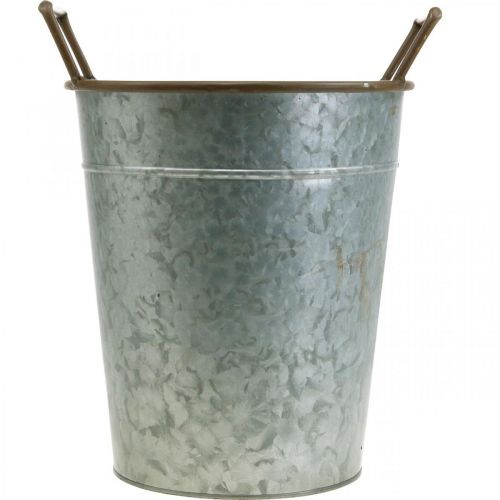 Produkt Doniczka z uchwytami, metalowy pojemnik do sadzenia, doniczka srebrna, brązowa Ø24cm W32,5cm