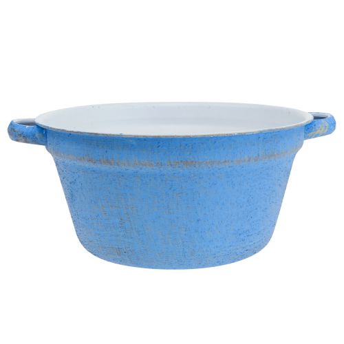 Dekoracyjna miska doniczka niebieska metalowa dekoracja shabby Ø21cm H10,5cm