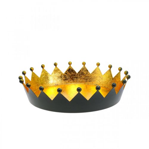 Dekoracja stołu Świąteczna korona czarne złoto Ø16,5cm W6cm