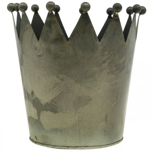 Produkt Dekoracyjna korona o wyglądzie antycznym, szara metalowa dekoracja Ø17,5 cm W17,5 cm
