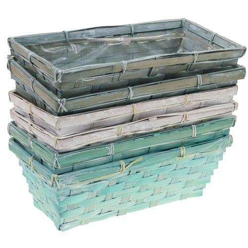 Produkt Doniczka, pleciony kosz na rośliny, kwadratowy kosz na frytki zielony/biały 25cm 6 szt