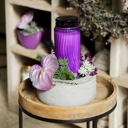 Floristik24 Motyw pokrywki świecy nagrobnej kwiat czarny fioletowy Ø9cm W27cm