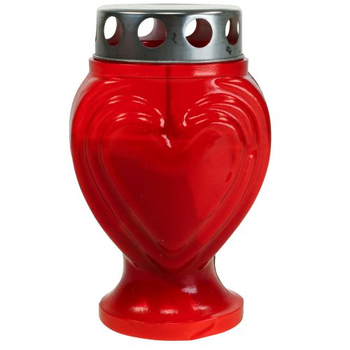 Znicze nagrobne czerwone serce lampka żałobna lampka pamiątkowa 9×8×15cm 24h 4szt