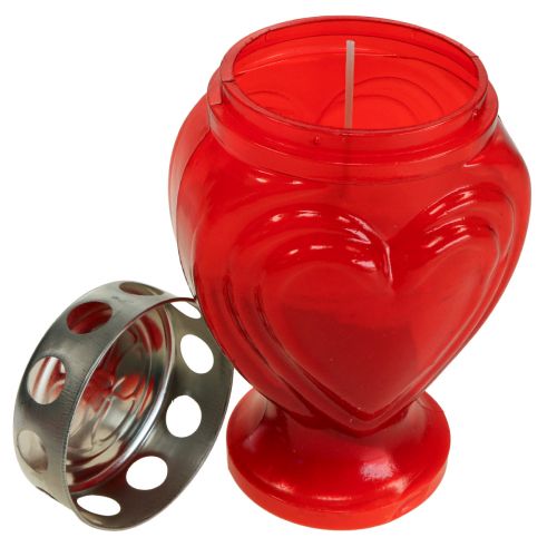 Produkt Znicze nagrobne czerwone serce światło żałobne znicz pamiątkowy 9×8×15cm 24h 4 szt
