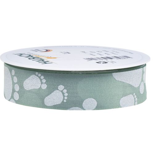 Produkt Wstążka prezentowa ozdoba stópek dziecka do chrztu zielona 25mm 16m