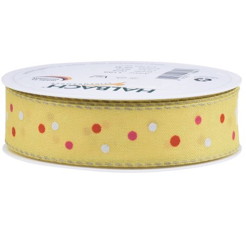 Produkt Wstążka prezentowa w kropki żółta 25mm 18m