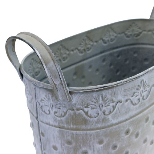 Floristik24 Doniczka owalna z uchwytami Jardiniere metalowa 24/19/14cm 3szt