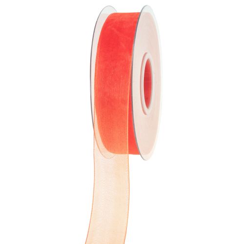 Produkt Wstążka z organzy wstążka prezentowa pomarańczowa krajka 25mm 50m
