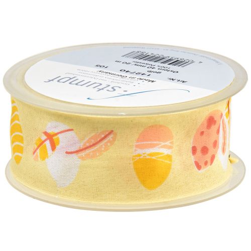 Produkt Wstążka prezentowa Wielkanocna wstążka ozdobna Pisanki żółta 40mm 20m