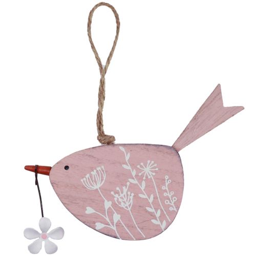 Dekoracyjny ptak wiosenna dekoracja wisząca dekoracja drewniana różowa 15×8,5cm
