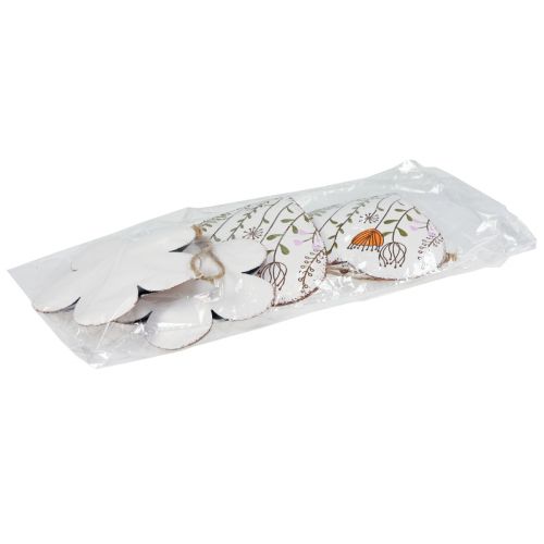 Produkt Dekoracja wisząca dekoracja metalowa serduszka i kwiaty białe 10cm 4 szt