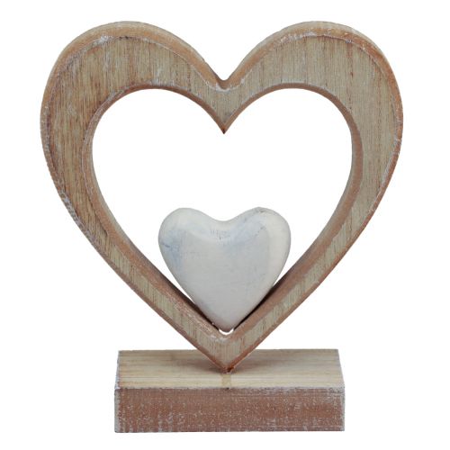 Produkt Dekoracyjny drewniany stojak dekoracyjny w kształcie serca, dekoracja stołu w stylu vintage, wys. 17,5 cm