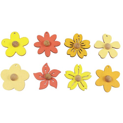 Floristik24 Drewniane kwiaty wiszące dekoracja drewniana dekoracja letnia żółta 4,5cm 24 szt