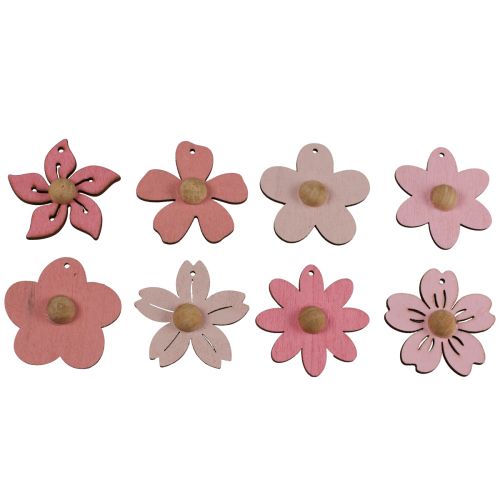 Produkt Drewniane kwiaty wiszące dekoracja drewniana letnia dekoracja różowa 4,5cm 24 szt
