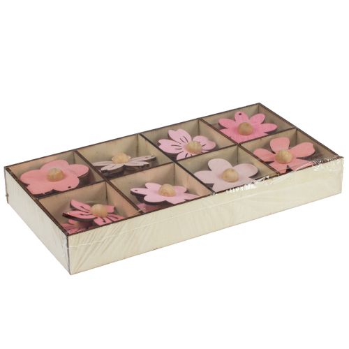 Produkt Drewniane kwiaty wiszące dekoracja drewniana letnia dekoracja różowa 4,5cm 24 szt