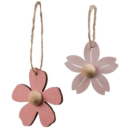 Produkt Drewniane kwiaty wiszące dekoracja drewniana letnia dekoracja różowa 4,5cm 24 szt