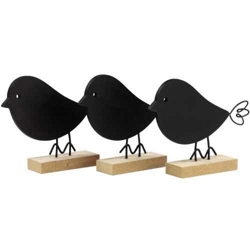 Ptaszki dekoracyjne czarne drewniane ptaszki dekoracja drewniana sprężyna 13,5cm 6szt