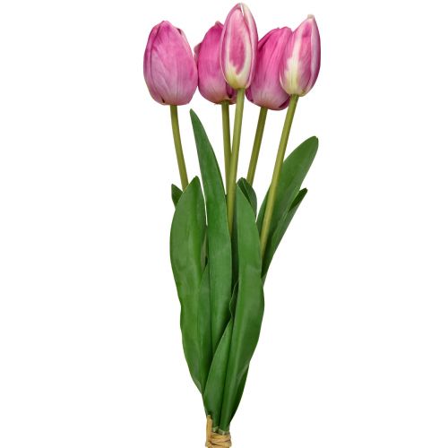 Floristik24 Różowe Tulipany Dekoracja Sztuczne Kwiaty Real Touch Wiosna 49cm 5 szt