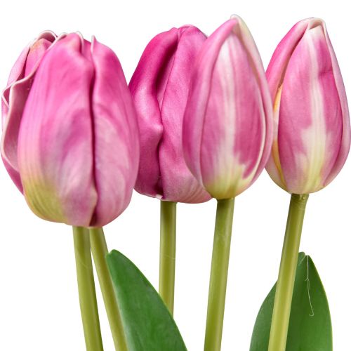 Floristik24 Różowe Tulipany Dekoracja Sztuczne Kwiaty Real Touch Wiosna 49cm 5 szt