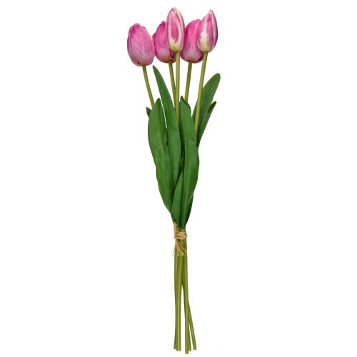 Floristik24 Różowe Tulipany Dekoracja Sztuczne Kwiaty Real Touch Wiosna 49cm 5 szt