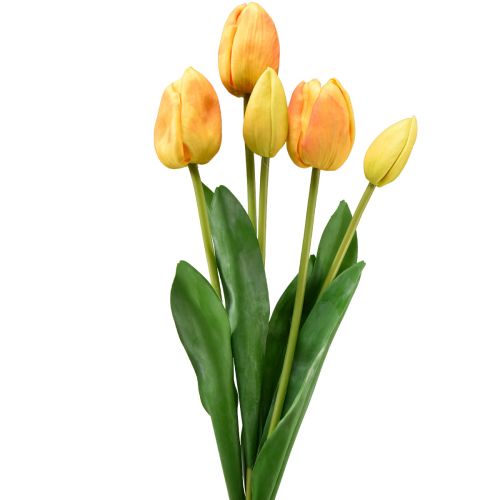 Produkt Pomarańczowo-Żółte Tulipany Dekoracja Sztuczne Kwiaty Prawdziwego Dotyku 49cm 5 szt