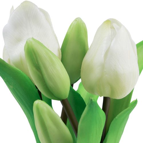 Produkt Sztuczne tulipany w doniczce Białe tulipany sztuczne kwiaty 22cm