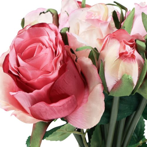 Produkt Sztuczne Róże Różowe Sztuczne Róże Bukiet Dekoracyjny 29cm 12 szt