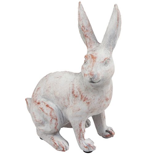 Królik siedzący królik dekoracyjny sztuczny kamień biały brązowy 15,5x8,5x22cm