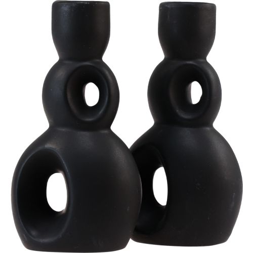 Produkt Świecznik Ceramiczny Świecznik Czarny Nowoczesny W16cm 2szt