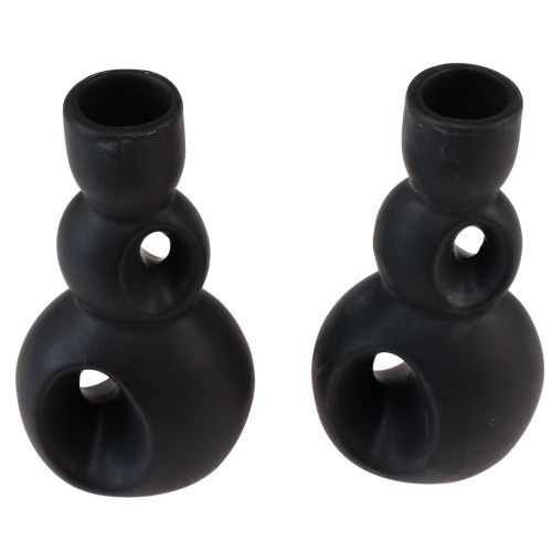 Produkt Świecznik Ceramiczny Świecznik Czarny Nowoczesny W16cm 2szt
