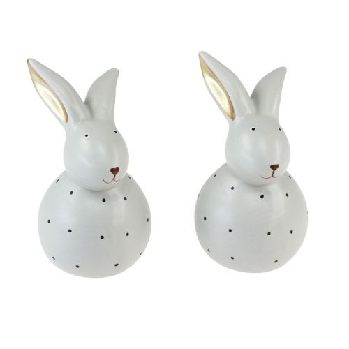 Floristik24 Zając wielkanocny figurki dekoracyjne króliki w kropki 13cm 2szt