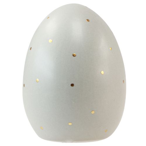 Produkt Ceramiczna dekoracja jajek wielkanocnych szare złoto w kropki 8,5cm 3 szt