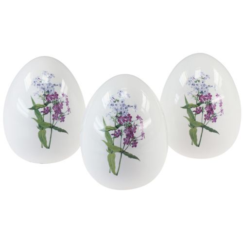 Ceramiczna dekoracja jajek wielkanocnych z dekoracją kwiatową 12cm 3szt