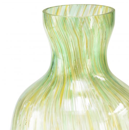 Produkt Wazon dekoracyjny szklany wazon na kwiaty żółty zielony wzór Ø10cm H25cm