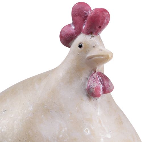 Floristik24 Dekoracyjny kurczak Dekoracja wielkanocna kura figurka beżowo-czerwona 11×8×15,5cm