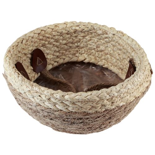 Produkt Dwukolorowy kosz z trawy morskiej z uchwytami Ø25cm W24cm