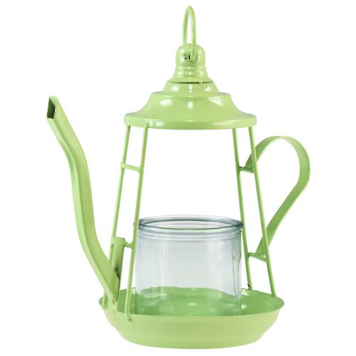 Produkt Świecznik na tealighty Szklany czajniczek z latarnią zielony Ø13cm W22cm