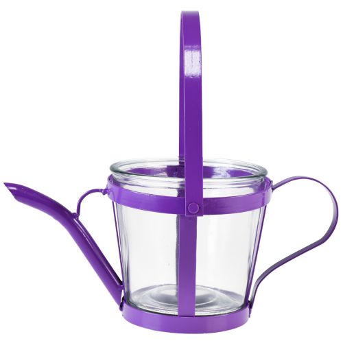 Produkt Latarnia szklana ozdobna konewka metalowa fioletowa Ø14cm W13cm