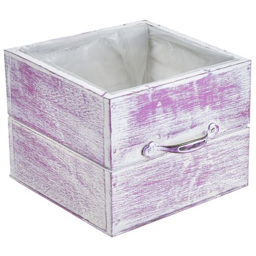 Produkt Szuflada na rośliny z uchwytem w kolorze różowego białego drewna 12/15 cm, zestaw 2 szt